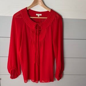 Jade Radiant Red Tie-Front Blouse